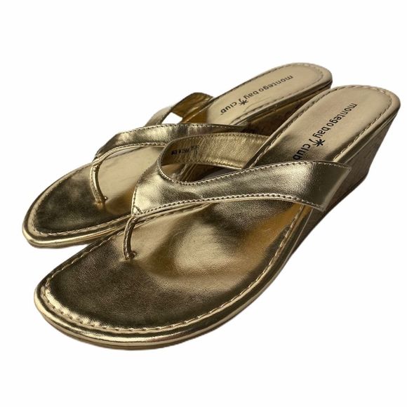 Montego Bay Club Shoes Gold Wedge Sandals Size 7 Poshmark